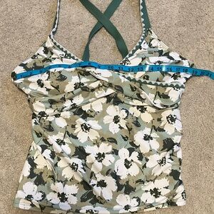 Womens Tankini Green Floral XL Bathing Suit Top